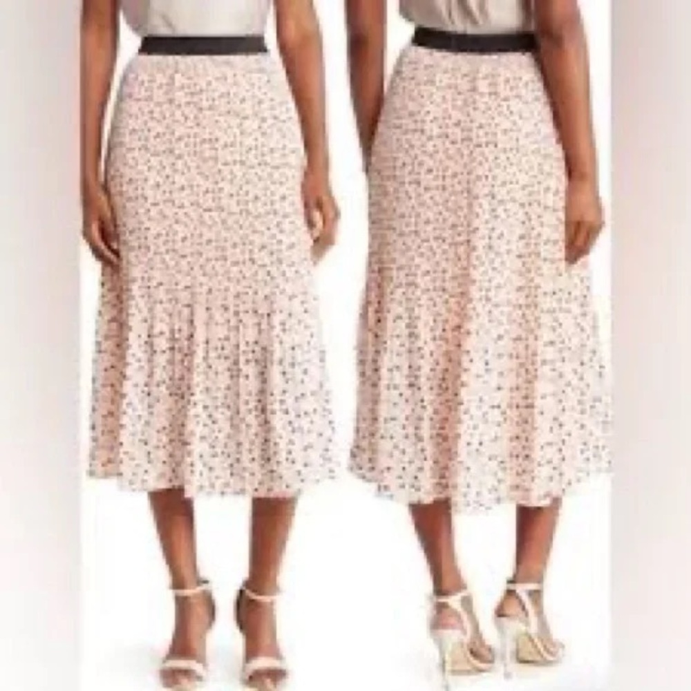 Adrianna Papell Pink and Black A-Line Midi Skirt